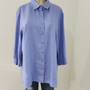 Coldwater Creek Women's Blue Button-Up Top Saze XL